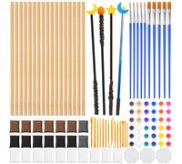 Sheryl&Rain 32 Wizard Wand Crafting Set, DIY Wooden Wand Craft Set, Wood, with 4 Colours of Clay, 12 Acrylic Paints, 14 Shaping Tools, Magical Wands Making Kit for Birthday Party