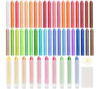 Sheryl&Rain 48Pcs Dustless Chalk with 10PCS Adjustable Chalk Holders, Dust Free Chalks with 1 Sponge Eraser,Washable Colored Chalks for Teachers Office Painting