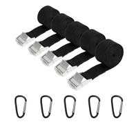 Sheryl&Rain 5 Pack Tie Down Straps with Buckles, Heavy Duty Lashing Strap, Adjustable Ratchet Straps 1.5M, Roof Rack Straps for Cargo, Motorcycle, Trucks, Trailer, Luggage, Quick Release (Black)
