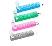 Sheryl&Rain Pill Organiser 7 Day,Tablet Organiser Medication Organizer,Portable Travel Pill Box,Small Transparent Pill Organiser for Medications Vitamins Cod Liver Oil (Blue Green Pink White)