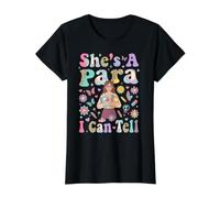 She's A para I Can Tell Funny Paraprofessional Leopard Print Value Graphic T-Shirt, Women, Black, S