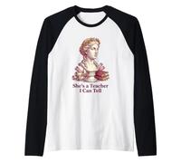She's a Teacher I Can Tell Funny Classical Statue Educator Raglan Baseball Tee