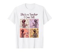 She's A Teacher I Can Tell Funny Floral Teaching Design Value Graphic T-Shirt, Men, White, L