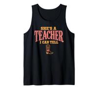 She's A Teacher I Can Tell Western Back to School Tank Top