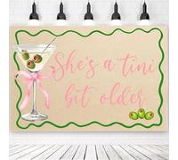 She's A Tini Bit Older Backdrop for A Tini Bit Older Birthday Decorations She's a Tini Bit Older Banner for Espresso Martini Party Decorations, with Rope, 59x39 inches (Pink)