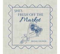 She's Fresh Off The Market: Bridal Shower Guest Book for a Farmers Market Floral Theme in Blue