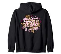She's From Texas I Can Tell Pink Leopard Zip Hoodie