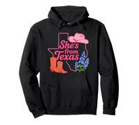 She's from Texas, Wildflower Bluebonnet Texas Love, boots Pullover Hoodie