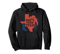 She's from Texas, Wildflower Bluebonnet Texas Love, Boots Pullover Hoodie