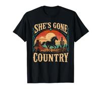 She's Gone Country Distressed Western Sunset Graphic T-Shirt