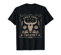 She's Gone Country Music Howdy Rodeo Bull Skull Western T-Shirt