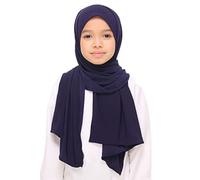She's Got It Covered Hijab with Button - Girls Kids Teens Adults (Navy Blue, Large (9-14yrs approx))