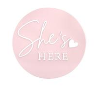 She's Here Milestone Board - Little Sweetheart Gender Reveal Party Decorations, Hospital Birth Announcement Sign, Love She's Here Disc Photo Props, Newborn Princess Room Decorations