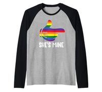 She's Mine Lesbian Couple Rainbow LGBT Pride Matching Raglan Baseball Tee