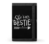 She's My Bestie Men's Trifold Wallet Minimalist Slim Wallets with Card Holder Keychain