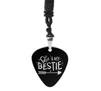 She's My Bestie Womens Guitar Pick Necklace for Men Pendant with Chain Music Accessory
