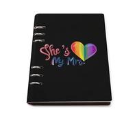She's My Mrs. LGBTQ Flag Heart A5 Notebook Refillable 6 Ring Binder Note Book 90 Pages for Travel Journal