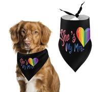 She's My Mrs. LGBTQ Flag Heart Cute Dog Bandana Triangle Adjustable Washable Cat Scarf Pet Accessories