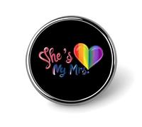 She's My Mrs. LGBTQ Flag Heart Cute Lapel Brooch Pins Badge Metal Round Jacket Hat Bag Accessories Jewelry