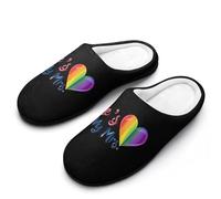 She's My Mrs. LGBTQ Flag Heart Mens Slipper Slip On Winter Warm House Slippers Shoes Indoor Outdoor