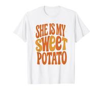 She's My Sweet Potato I Yam Matching Couples Thanksgiving Value Graphic T-Shirt, Men, White, XL