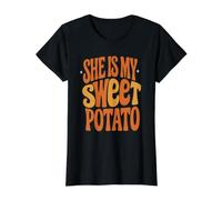 She's My Sweet Potato I Yam Matching Couples Thanksgiving Value Graphic T-Shirt, Women, Black, XL