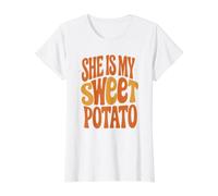 She's My Sweet Potato I Yam Matching Couples Thanksgiving Value Graphic T-Shirt, Women, White, XL