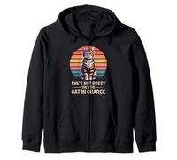 Shes Not Bossy Shes The Cat In Charge Funny Cat Zip Hoodie
