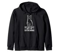 Shes Not Bossy Shes The Cat In Charge Humor Zip Hoodie