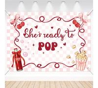 She's Ready to Pop Backdrop, 1.5x2.1m/59x82.67in Large Ready to Pop Baby Shower Backdrop Funny Gender Reveal Party Decoration Supplies Suitable for Party Decor