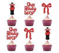 She's Ready to Pop Cupcake Toppers - Baby Shower Decorations for Girls - 24Pcs Ready to Pop Party Supplies - Soda Baby Gender Neutral Party Decor - Pre-assembled