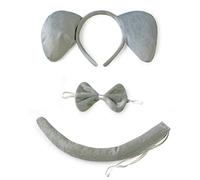 She's Shining Elephant Ears Headband Bow Tie Tail Set Animal Fancy Dress Christmas Party Costume Accessory Adults - Gray