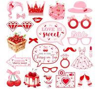 She's the Cherry on Top Photo Booth Props Cherry Bridal Shower Decorations Coquette Cherry Party Decor Love Is Sweet Bachelorette Party Decor for Women Wedding Bridal Shower Hen Party Favors Supplies