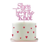 She's Tying The Knot Cake Topper, Coquette Bridal Shower Cake Topper, Pink Bow Bachelorette/Engagement/Wedding Party Cake Decoration - Pink Glitter