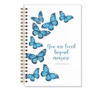 Shescrzionu You Are Loved Beyond Measure butterfly notebook bible journal for Women, Inspirational christian journal, Motivational Spiral Scripture Notebook for Note Taking and Bible Study-A04
