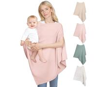 SheSeek Muslin Nursing Cover Up for Breastfeeding, Soft & Breathable Cotton Breast Feeding Cover for Women, Full Privacy Breastfeeding Cover - Newborn Baby Essential, Pink