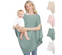 SheSeek Muslin Nursing Cover Up for Breastfeeding, Soft & Breathable Cotton Breast Feeding Cover for Women, Full Privacy Breastfeeding Cover - Newborn Baby Essential, Green