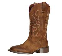 SheSole ladies Cowboy Cowgirl Boots for Women Square Toe Western Boots Brown UK 9 Runs Big Order A Size Down