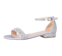 SheSole Ladies Sandals Sparkly Low Heel Comfortable Wedding Shoes For Bride Silver UK Size 9