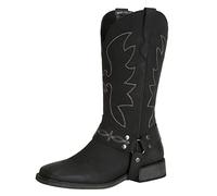 SheSole Ladies Womens Cowgirl Cowboy Boots Wide Calf Low Heel Western Shoes Black Size 6