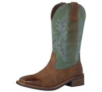 SheSole Women's Cowgirl Cowboy Boots Square Toe Mid Wide Calf Ladies Western Country Boots Turquoise UK 6