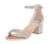 SheSole Women's Rhinestone Heels Sparkly Sandals Wedding Shoes for Bride Low Heel Prom Party Dress Shoes Champagne Size 4