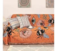 Shesyuki Boho Throw Blanket for Bed Couch Sofa Reversible Cotton Bohemian Travel Boho Quilt Mexican Muslin Blanket Tapestry Hippie Room Decor Outdoor Blanket Double Sided (Boho Bee Yelow 70"x90")