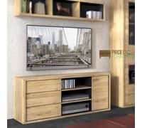 SHETLAND 1 DOOR 3 DRAWER TV CABINET STAND UNIT OAK FINISH UP TO 60" TVS
