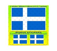Shetland Islands Flag, Scotland St Magnus Cross, Hjaltland Norse Heritage & Scottish Identity, StickersWorld 100mm Vinyl Bumper Sticker, Decal x1 + 2 Bonus