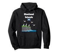 Shetland Islands Puffin Colony on Sea Cliffs Scottish trip Pullover Hoodie