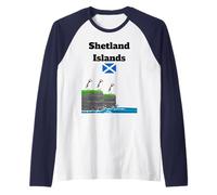 Shetland Islands Puffin Colony Sea Cliffs Scotland Souvenir Raglan Baseball Tee