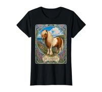 Shetland Pony Elegant Art Nouveau Value Graphic T-Shirt, Women, Black, M