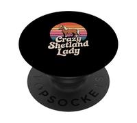 Shetland Pony Horse "Crazy Shetland Lady" Retro Equestrian PopSockets Adhesive PopGrip