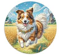 Shetland Sheepdog 1000 Piece Circular Jigsaw Puzzle Wildlife Premium Stress Relief Puzzle for Adults Home Decor Brainteaser 1000pcs (67.5x67.5cm)